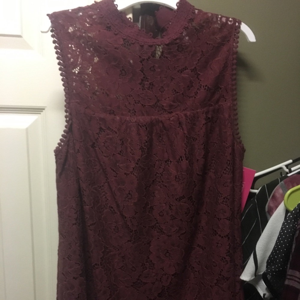 High neck lace top